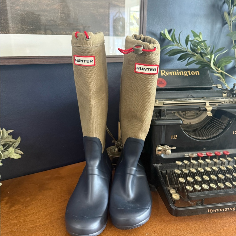 Hunter Tan and Navy Winter & Rain Boots